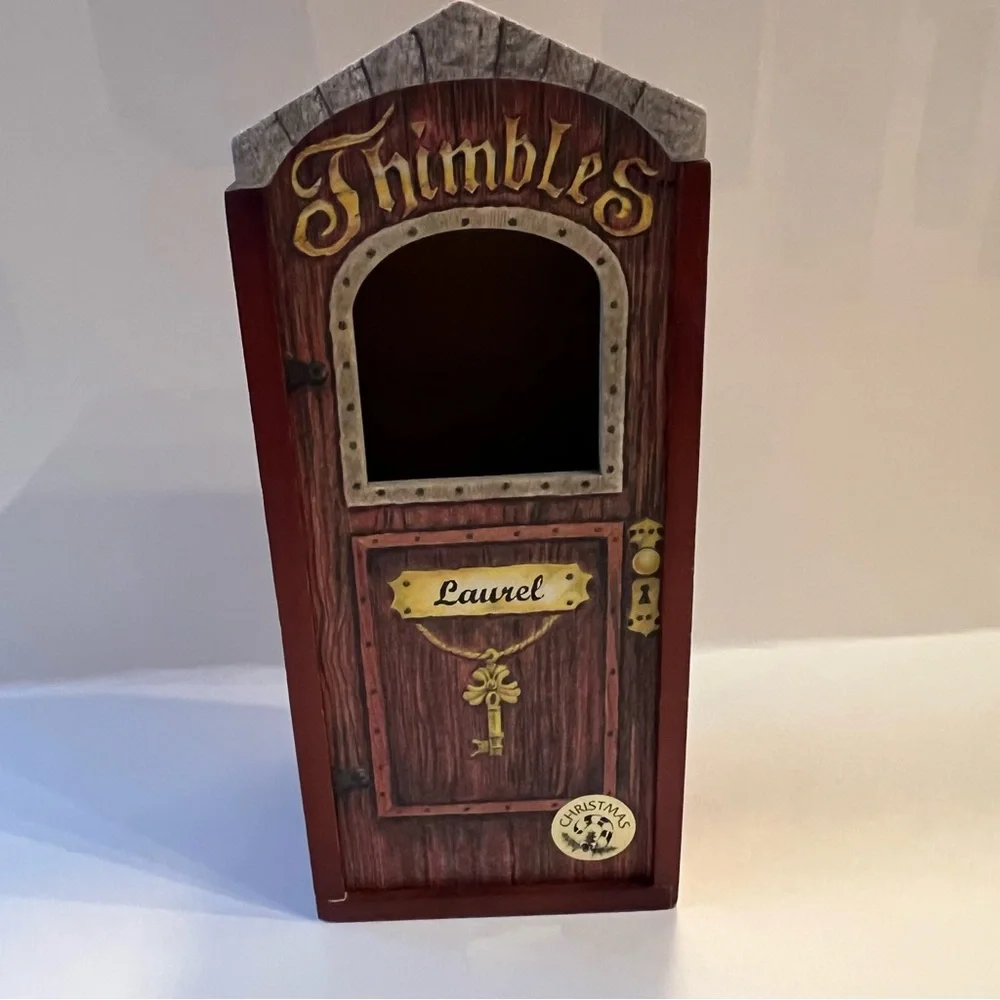 Annalee Mobilitee Doll Christmas Thimbles Elfin "Laurel" Wreath Maker Wood Box - Picture 11 of 15